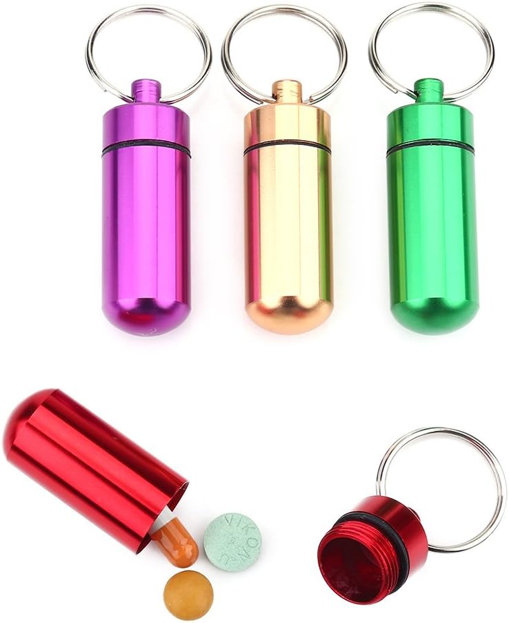 Akozon Aspirin 81mg Low, Pill Box Case with Keychain 2 Vitamedic Outdoor Medicine Holder 9pcs Waterproof Mini Aluminum