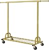 Clothes Rack Heavy Duty Clothing Rack Gold Load 525 LBS, Collapsible Garment Rack for Hanging Clothes Commercial Coat Rack with Wheels Portable Closet for Bedroom, Living Room, Laundry, Balcony
