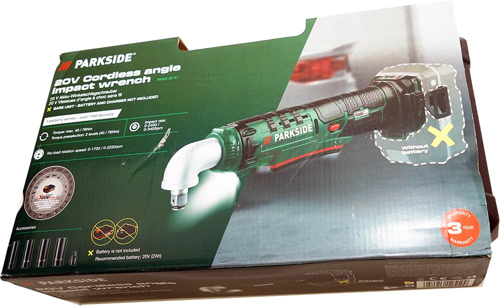 HEADNMORE® Zestaw z akumulatorową wkrętarką udarową PARKSIDE® 20 V 1/2 cala PAWS 20 A1 i breloczkiem do kluczy HEADNMORE® (akumulator 2 x 2 Ah)