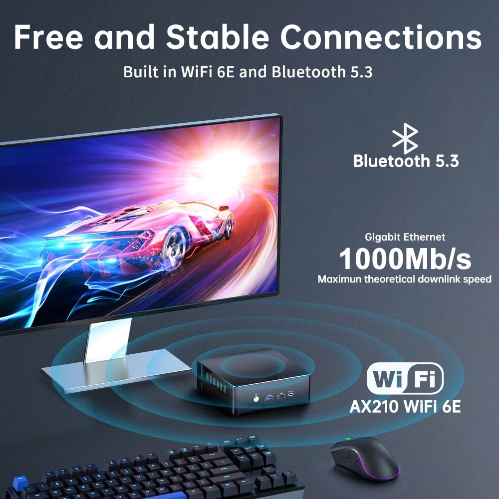 Mini Desktop PC i9-12900H 14 Core Up to 5.0GHz, Thdeukoty Mini Computer Windows 11 Pro (TPM2.0), 64G DDR4 RAM 2T NVME SSD, DP/HDMI/Type-C Triple Display, WiFi 6 Bluetooth5.1 - Image 4