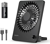 Vista 1 de EasyAcc Portable Travel Fan 7-inch, 5200 Battery+ Max 26H Runtime + Step-less Speed Control + 180°Foldable, Quiet Ultra-thin Portable Travel Desk