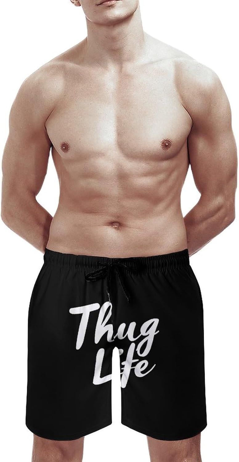 Cool Thug Casual Men's Swim Trunks Novelty Summer Beach Shorts Swimwear with Pocket