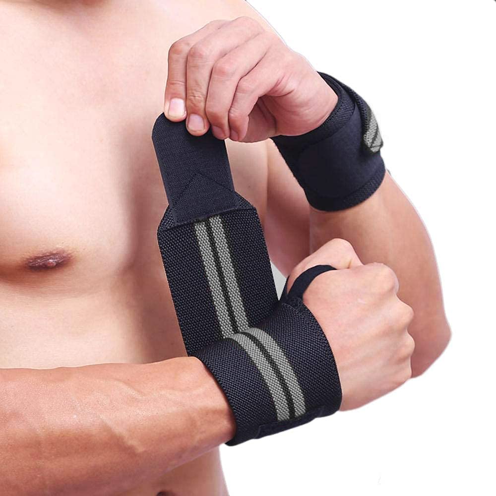 HMFURRYS FINEST Polyester Cotton Wrist Supporter for Gym, Wrist Wrap, Hand Band with Adjustable Size Strap & Thumb Loop for Gym (Grey)-image-5