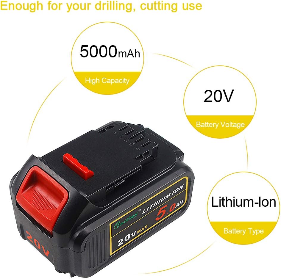 🛒 Flash Sale 2 Pack Waitley DCB205-2 20V 5.0Ah Replacement Battery Compatible with Dewalt Max DCB200 DCB205 DCB203 DCB204 DCD780 DCD785 DCD795 DCF885 DCF895 DCS380 DCS391 Li-ion Battery Tools