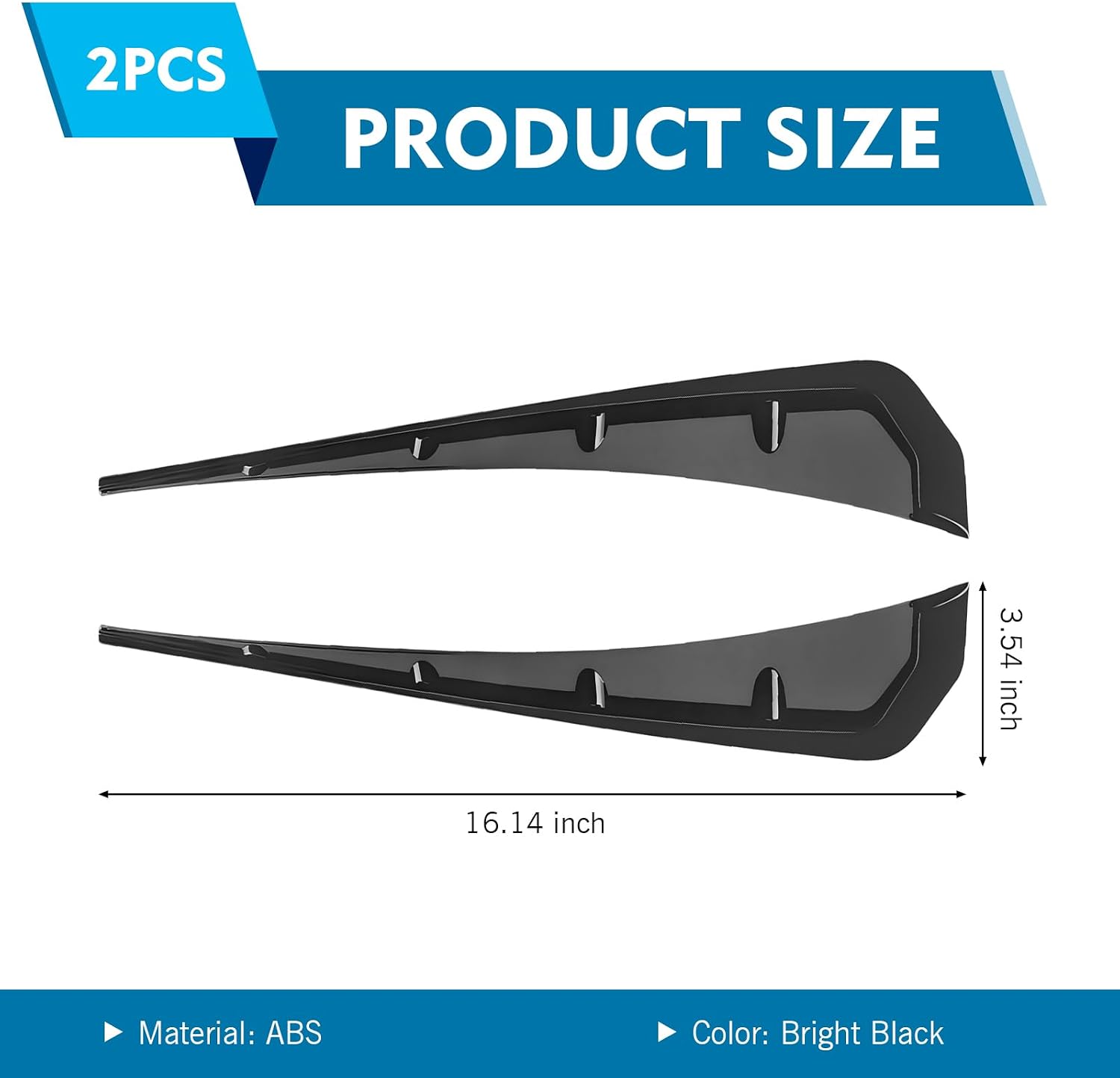 2 PCS Car Fender Side Vents, ABS Front Spoiler Sticker, Stylish Sporty Vehicle Side Wing Fender Modifications Decoration, Universal Car Exterior Accessories (Black)
