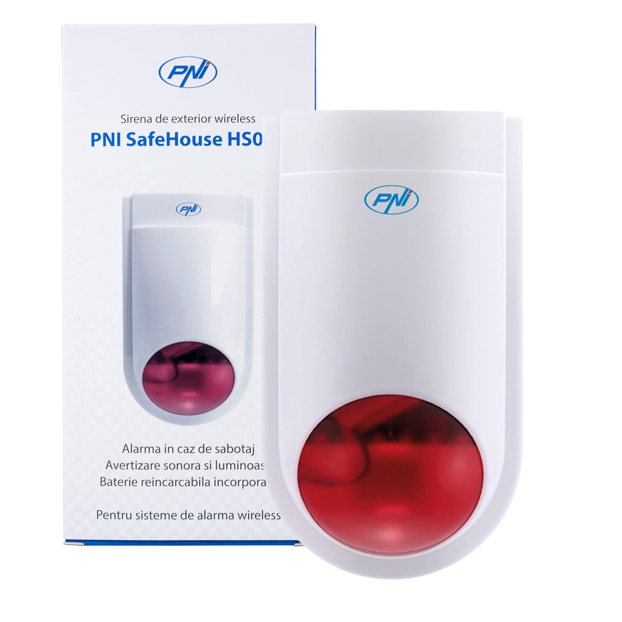 Sirena da esterno wireless PNI SafeHouse HS007 con batteria per sistemi di allarme wireless