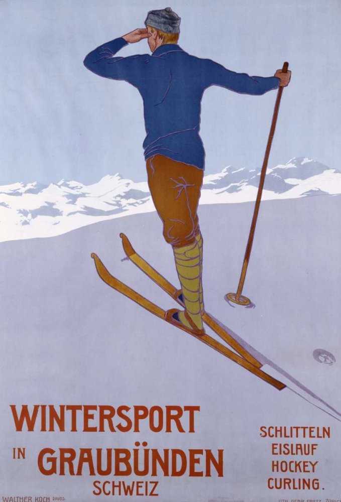 Sentirsi a casa STRETCHED-CANVAS-Wintersport-In-Graubunden-Koch-Walter-Games-&-Sports-Fine-Art print-incorniciato su legno, 29_X_19_in