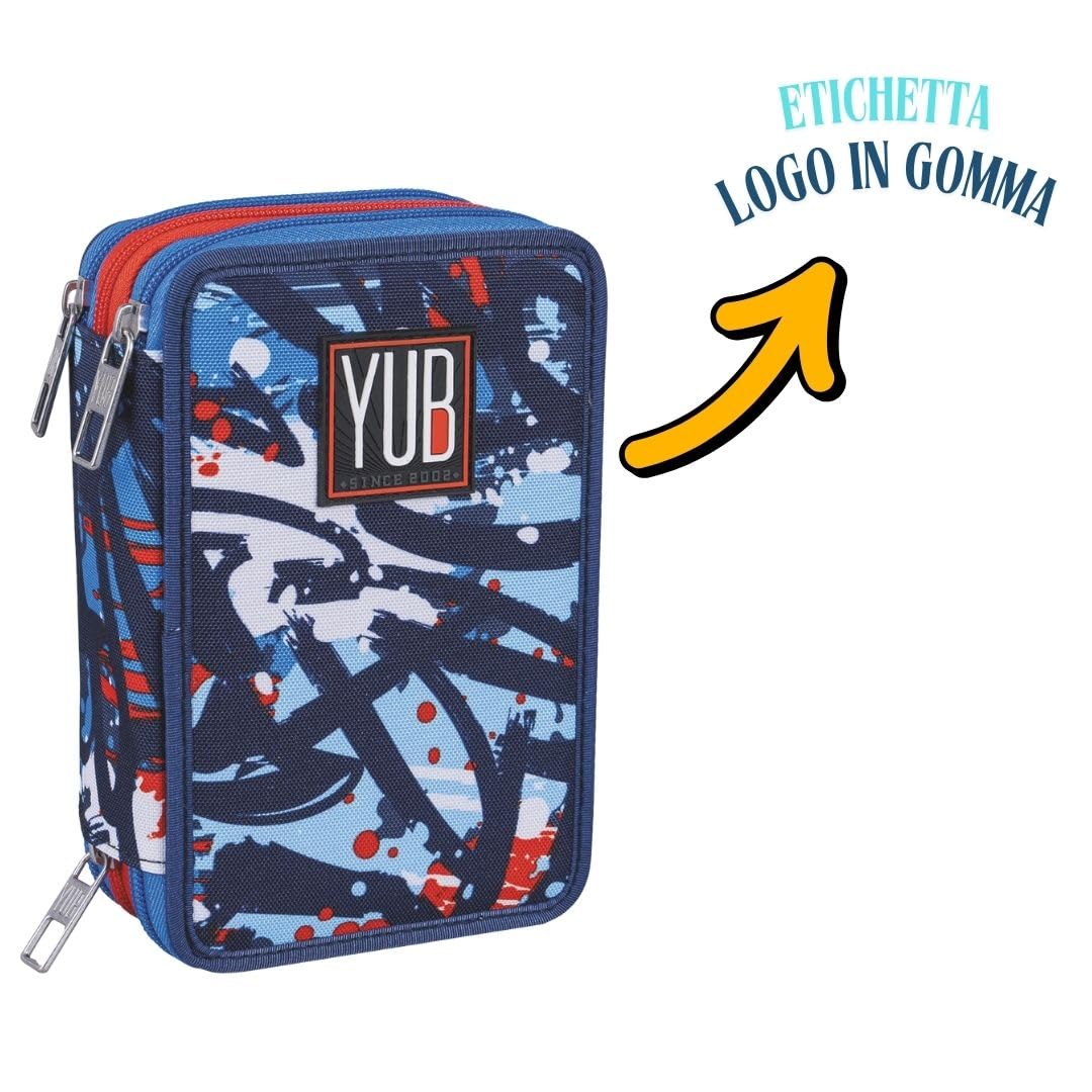 Seven Set Scuola Boy, Zaino Doppio Scomparto con Astuccio 3 Zip e bustina, Streetdoodles