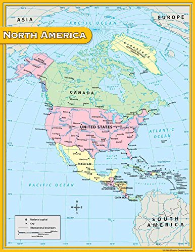 Teacher Created Resources North America Map Chart, Multi Color (7655)