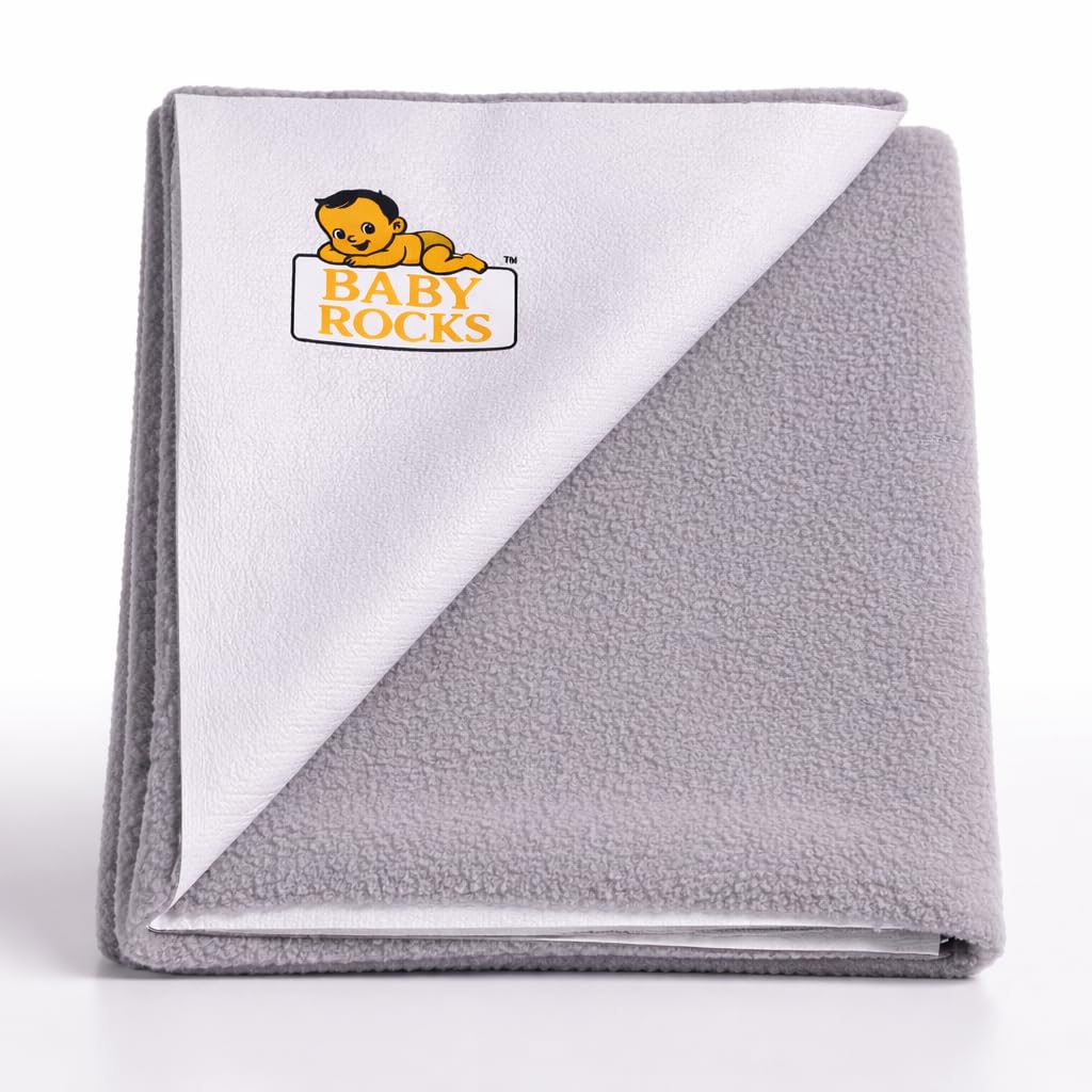 Premium Waterproof Dry Sheet - Grey, Size - Large (100x140cm) Soft Reusable Bed/Mattress Protector – Breathable, Washable & Extra Absorbent Underpad for Infants and Toddlers-image-46