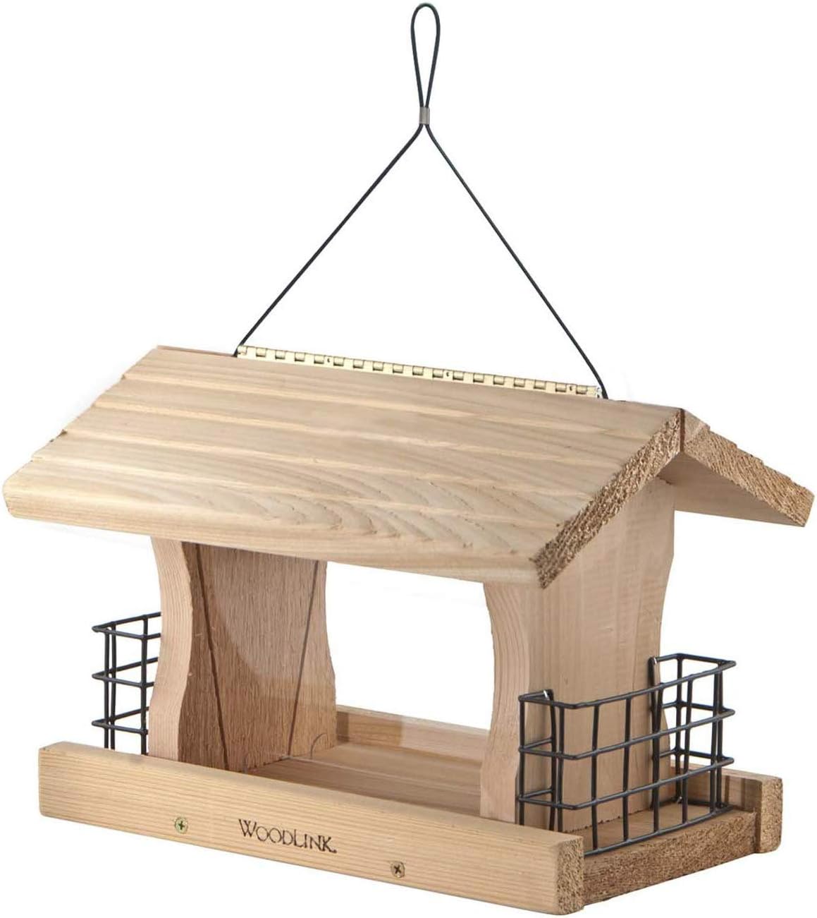 Woodlink Deluxe Cedar Wood Hanging Bird Feeder with Cable & Suet Cages (2 Pack)