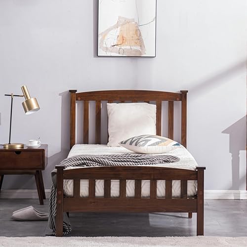 Miniatura 3 de AOCOROE Base de cama individual para niños y niñas, cama de plataforma de madera tamaño individual con cabecero, tabla de pie y listones, no