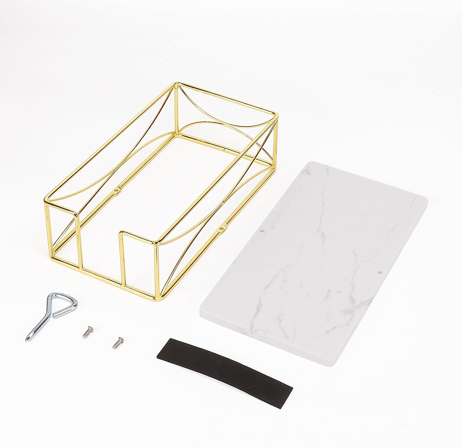 Livabber Guest Napkin Holder, Metal Bathroom Paper Hand Towel Storage Modern Napkin Tray Caddy for Countertop, Table Kitchen, Dinning Room (Gold, Marble Base) - Image 9