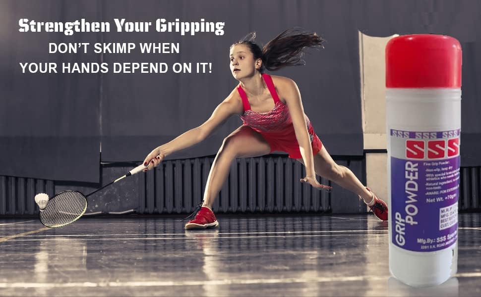 Image of SSS Badminton Grip Powder, Gym, Weightlifting, Rock Climbling for Sweat Free Hands 70gm