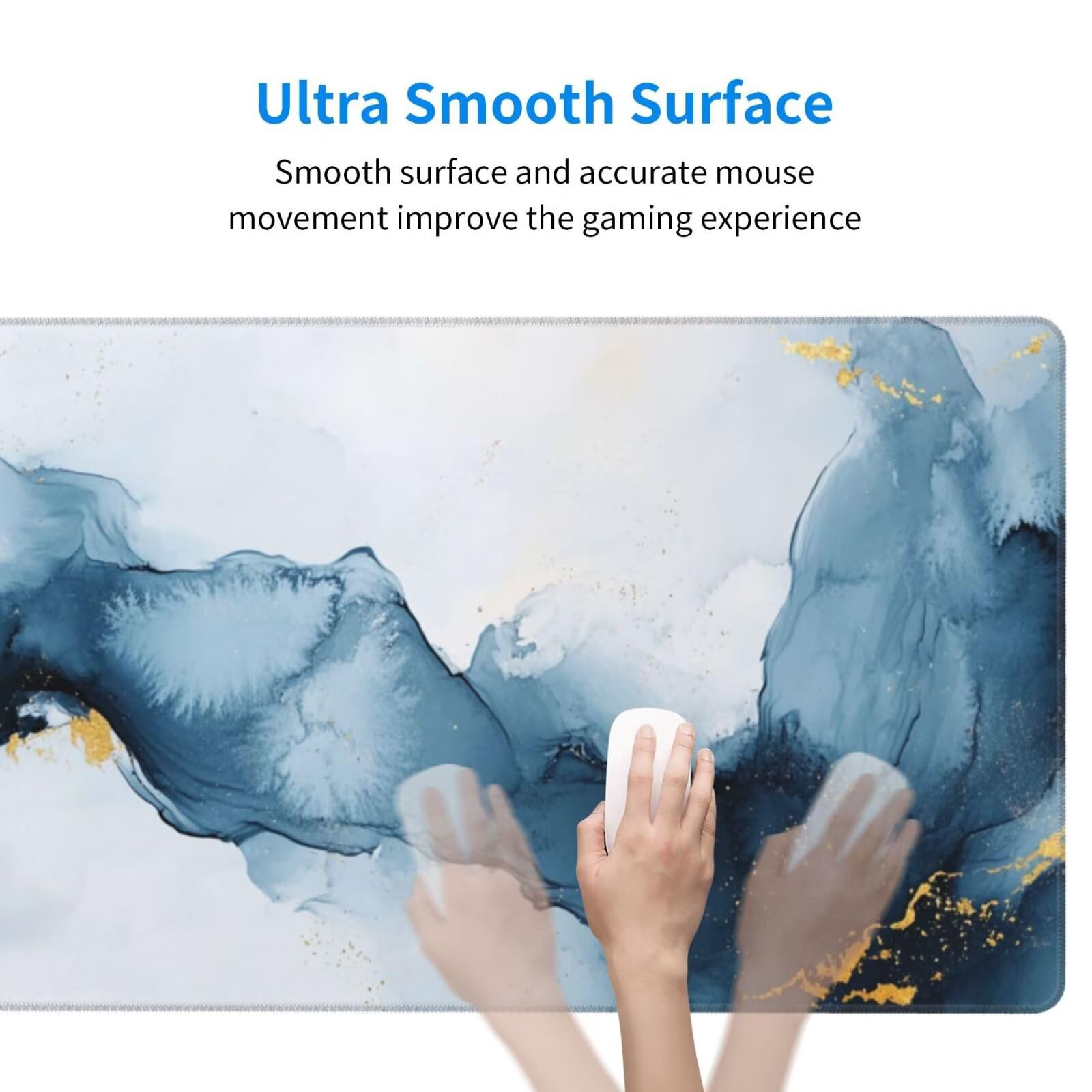 Alfombrilla Ratón Azul Alfombrilla Ratón XXL 1600 x 800 mm, Acuarela Mouse Pad Gaming con Bordes Cosidos, Impermeable Mousepad XXL Base de Goma Antideslizante Duradera, Mouse Pad para Oficina Q1144