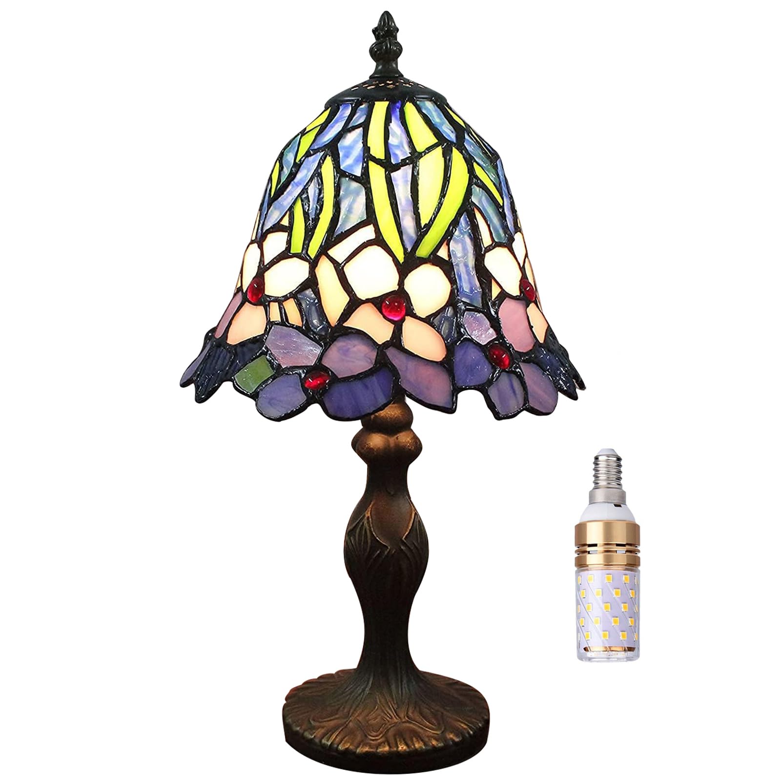 Tiffany Style 7 Zoll Tischlampe Buntglas Lampenschirme Kleiner Nachtlampe Antike Schreibtisch Licht Wohnzimmer Schlafzimmer Büro Vintage Art Deco Viktorianisch