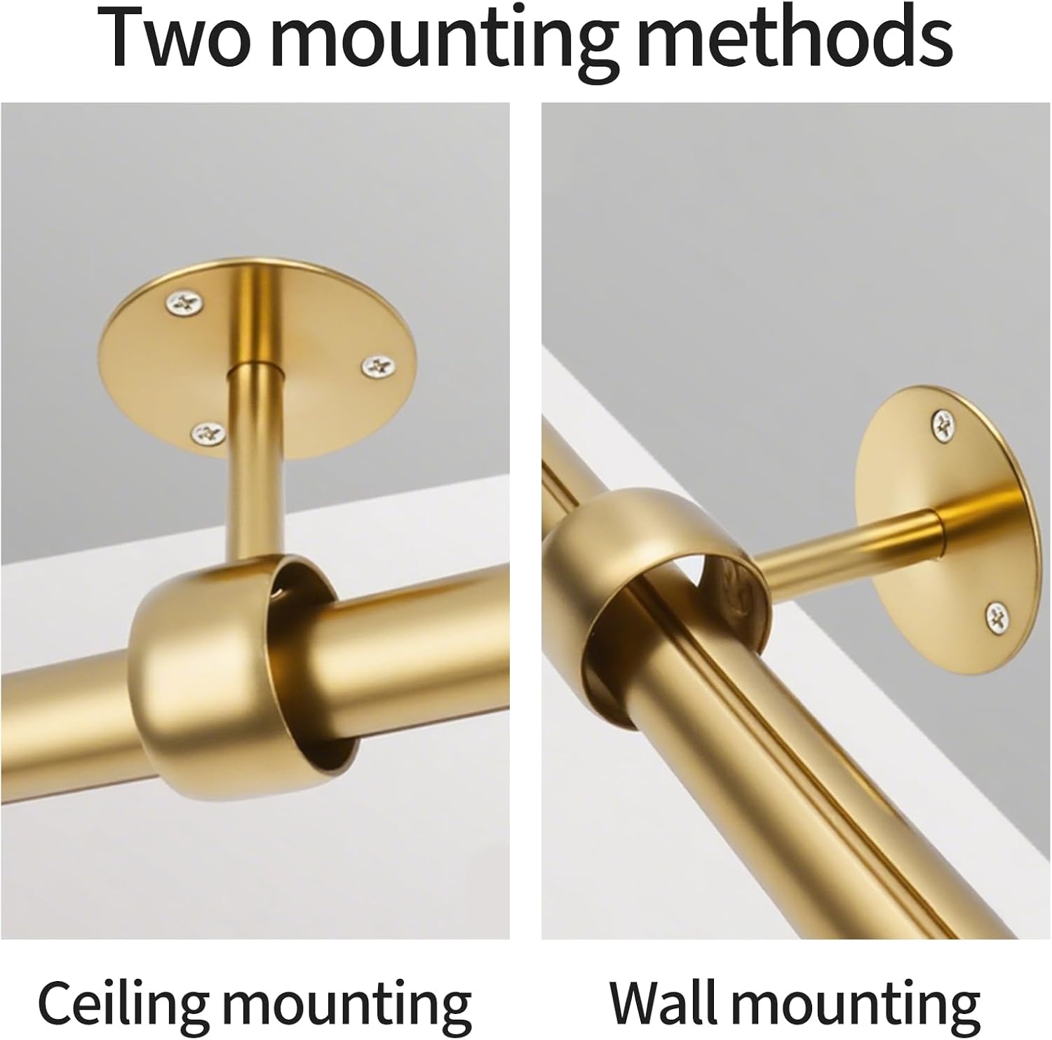 Antrader 4-Pack Stainless Steel 1.5" Diameter Wardrobe Closet Rod Rail Support Shelf Pipe Holder Socket Bracket,Gold