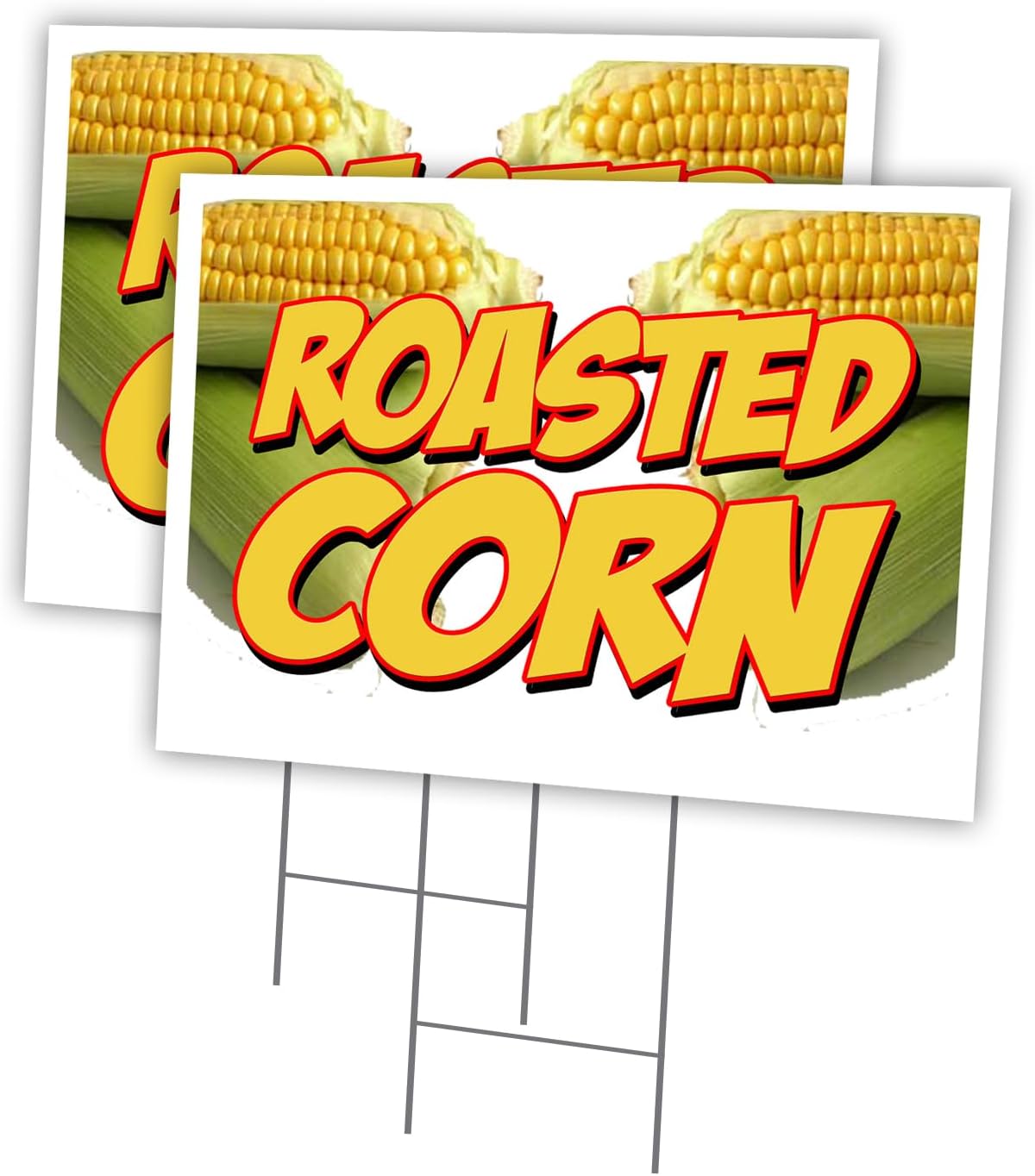 ROASTED CORN 12"x16" Yard Sign & Stake | Advertise Your Business | Stake Included Double Sided Image | Made in The USA
