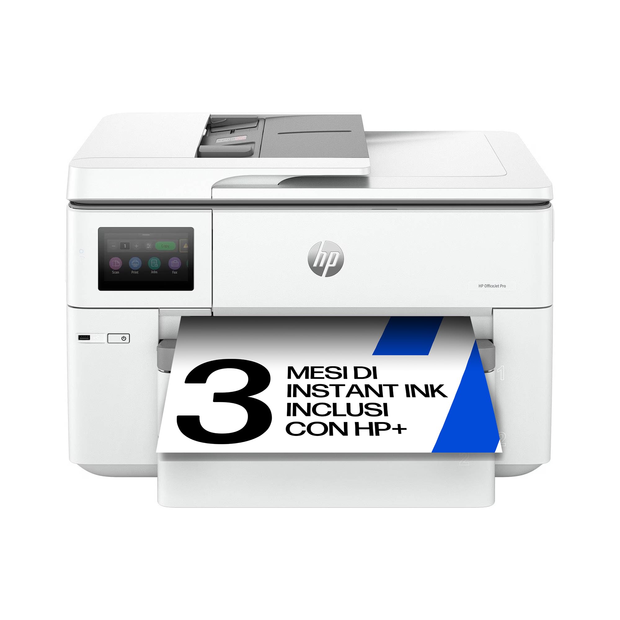 HP OfficeJet Pro 9730e 537P6B, Stampante Multifunzione per Grandi Formati, a Colori, Fronte e Retro Automatico, 22 ppm, Wi-​Fi, Smart, 3 Mesi di Inchiostro Instant Ink Inclusi, Grigia