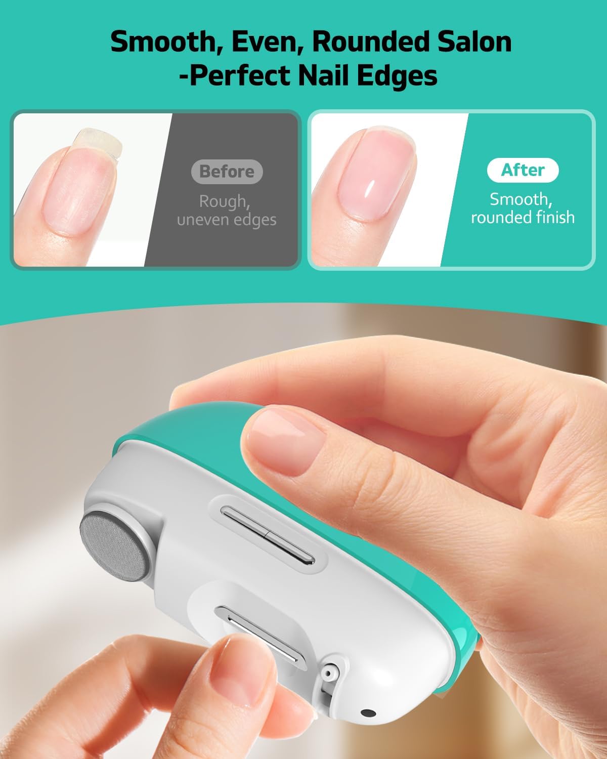 Upgraded 3 in 1 Electric Nail Clippers Automatic Nail Trimmer with Polishing Head, Dual Blade Narrow Gap, Dust Storage, 2 Speed Settings, LED Light, Safe for Baby, Kids, Adults and Seniors