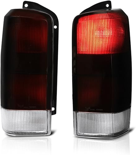 VIPMOTOZ Conjunto de lámpara de luz trasera estilo OE con lente roja ahumada para Jeep Cherokee 1997-2001, lado del conductor y del pasajero