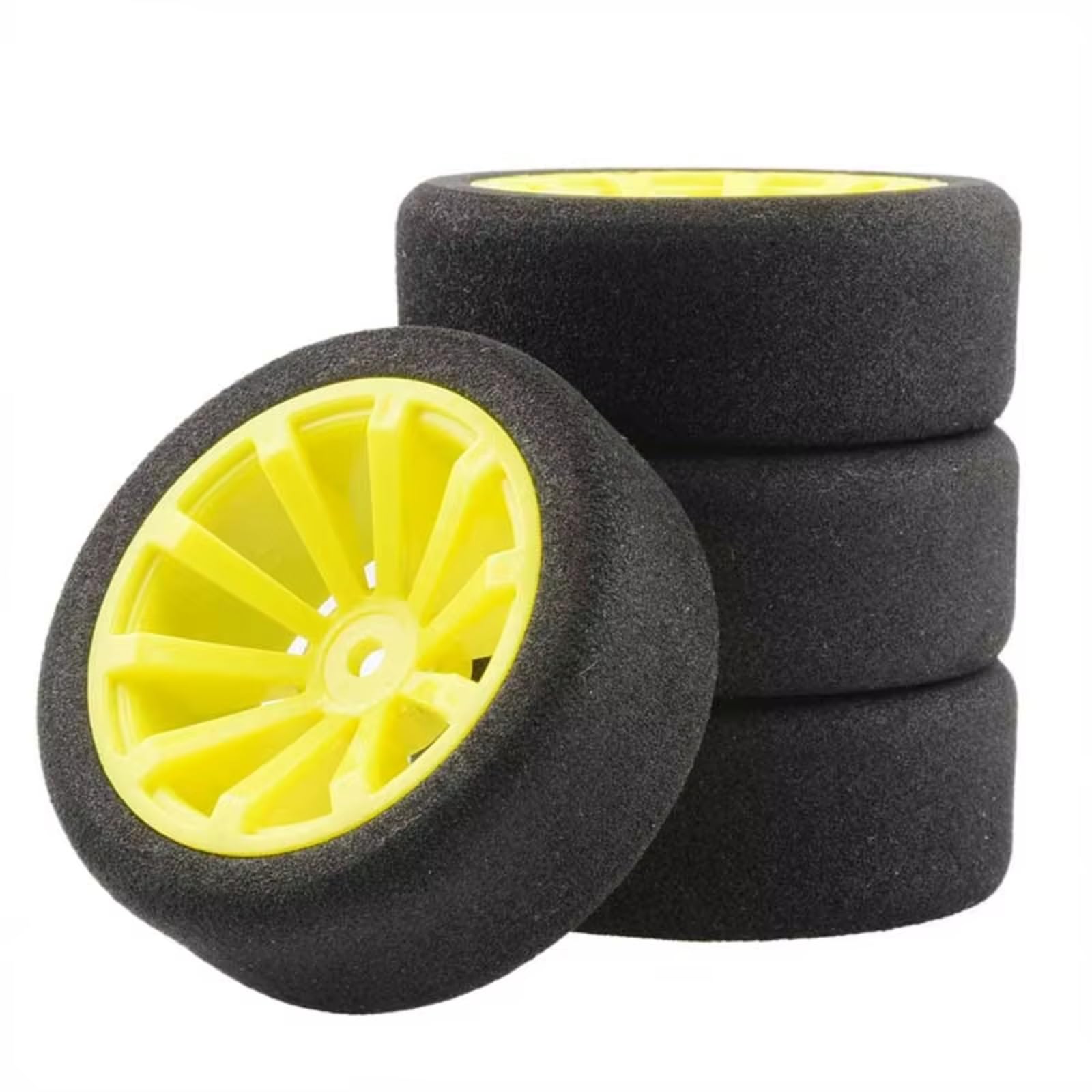 Für HSP Für HPI 1/10 On-Road RC Auto 12mm Hex RC Für Rennwagen Zubehör 4Pcs Set Für Racing Schaum Reifen Felge Set RC Zubehör(Yellow)