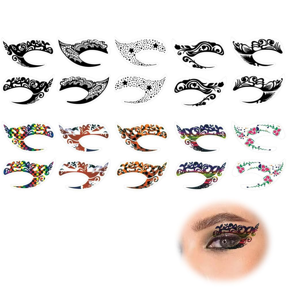Eyeshadow Face Stickers, Azonee 10 Pcs for Women's Makeup, Waterproof Lace Eye Shadow & Eyeliner Transfer for Stage, Masquerade Party