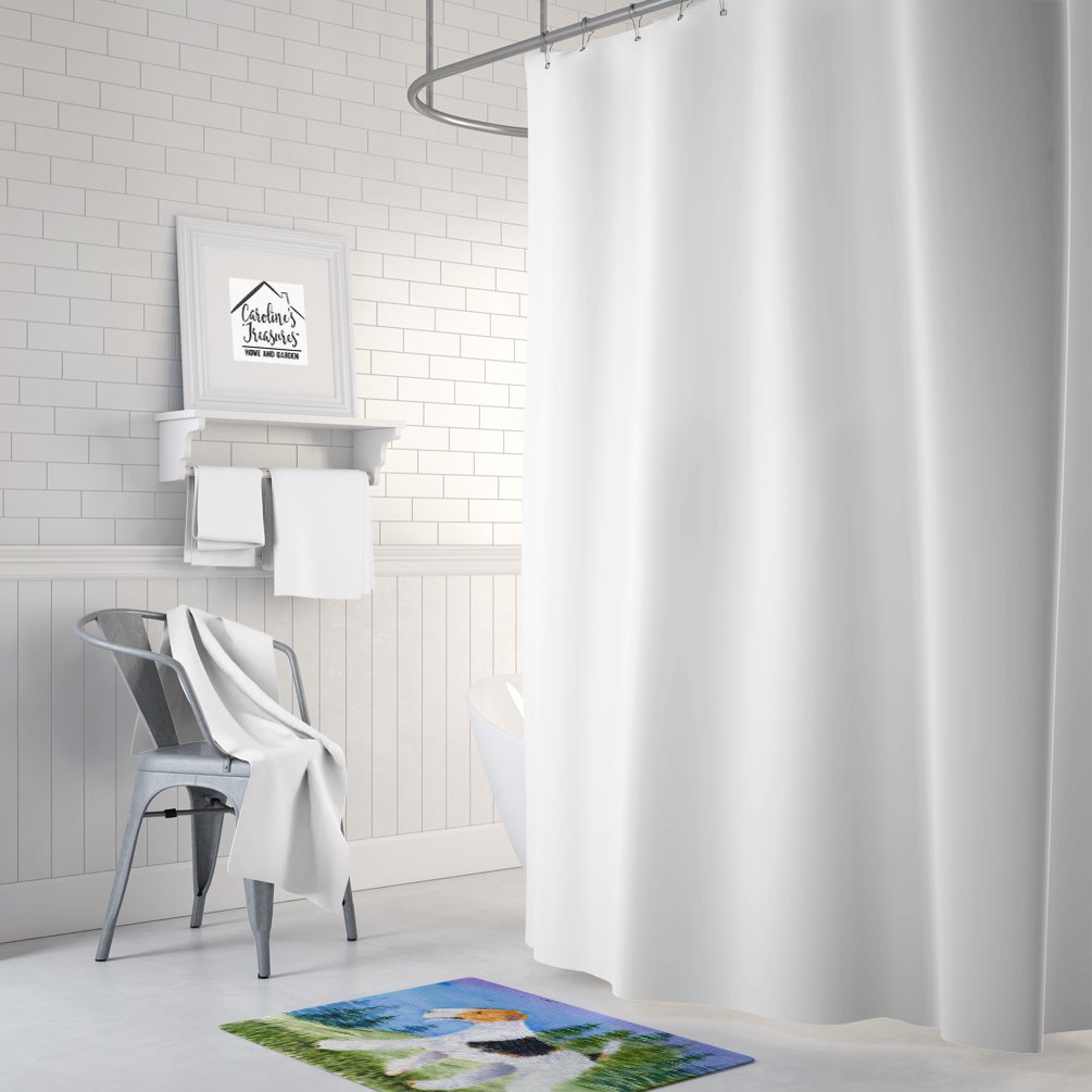 Caroline's Treasures SS8599RUG Fox Terrier Machine Washable Memory Foam Mat, Bathroom Rug, Non-Slip Bath Mat, Durable Thick Washable Rugs for Kitchen, Bathroom Quick Dry, Decorative Artwork,