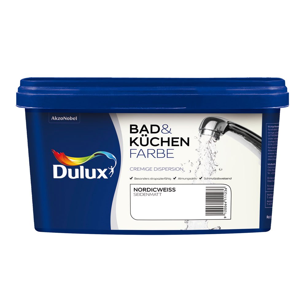 Dulux 5087520 Bad- & Küchenfarbe matt, Nordicweiß