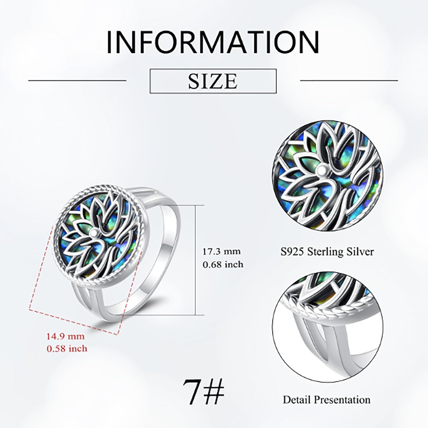 Lotus Flower Ring S925 Sterling Silver Yoga Ring Lotus Jewelry Gifts for Men Women - Image 3