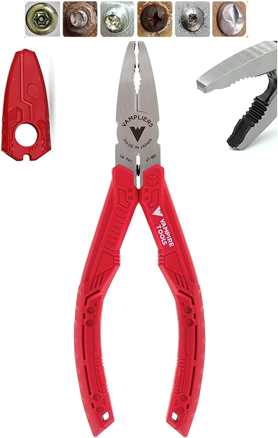 VAMPLIERS 2-PC Pliers Set: 6.25" Multipurpose Screw Extractor + 7" Slip Joint Screw Removal Pliers - Made in Japan. Premium Stripped Screw Extractor Tools.