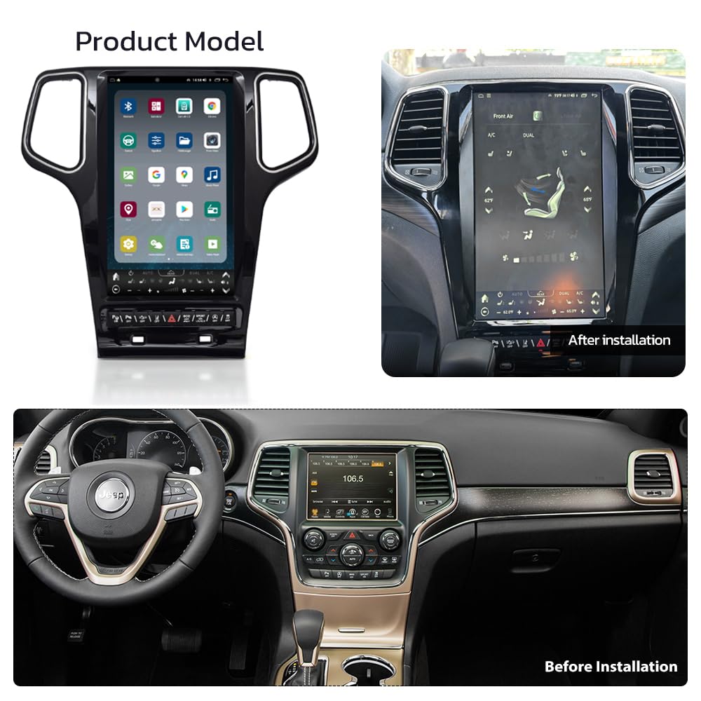 aoonav 13.6 Inch Android 12 Car Stereo Radio Upgrade for Grand Cherokee 2014-2022 Multimedia Player GPS Navigation Wireless CarPlay Android Auto 1080P Touch Screen Head Unit (Glossy Black 128GB)