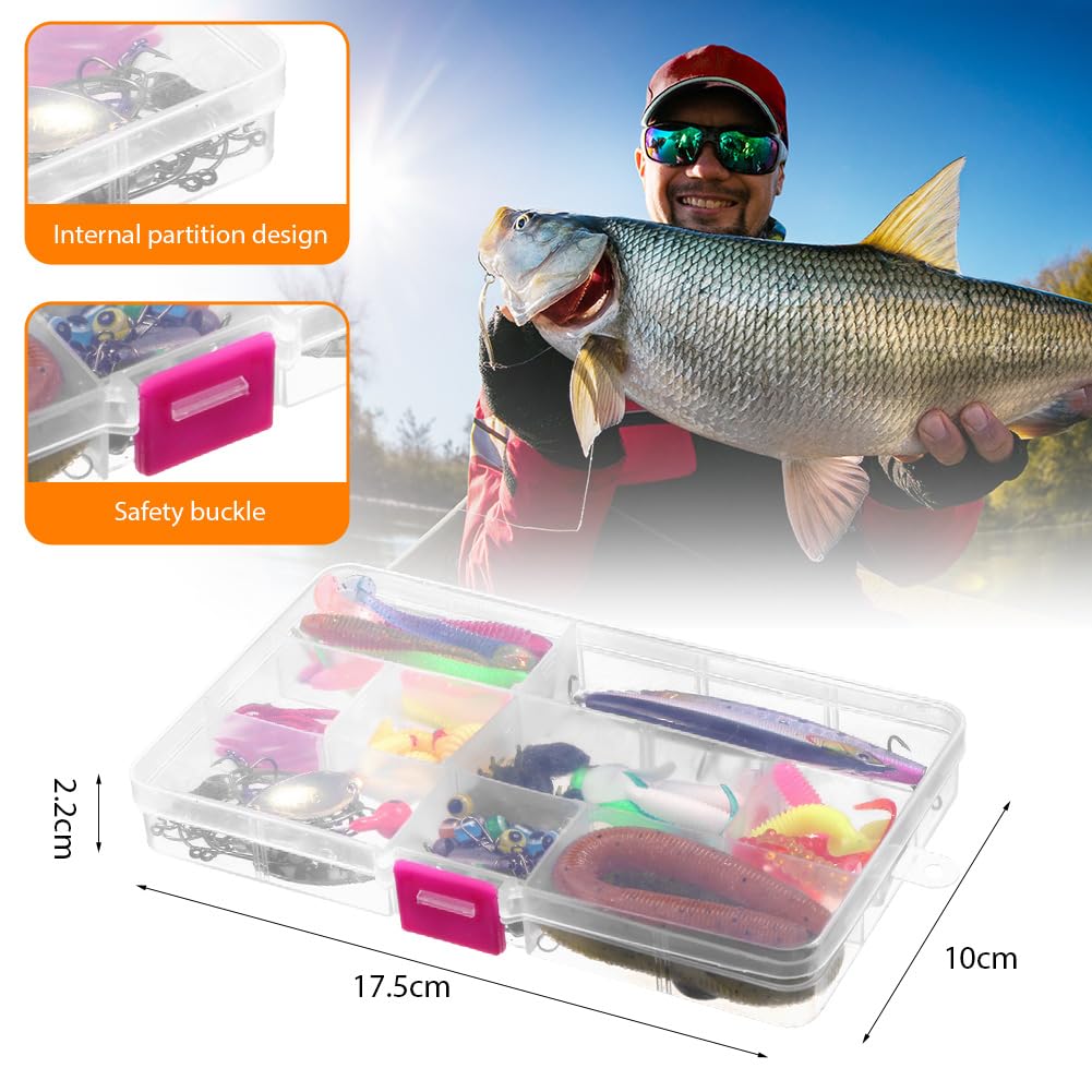 Vicloon Kits de Señuelos Pesca Artificiales Accesorios Cebos de Goma y Duros para Agua Dulce y Salada