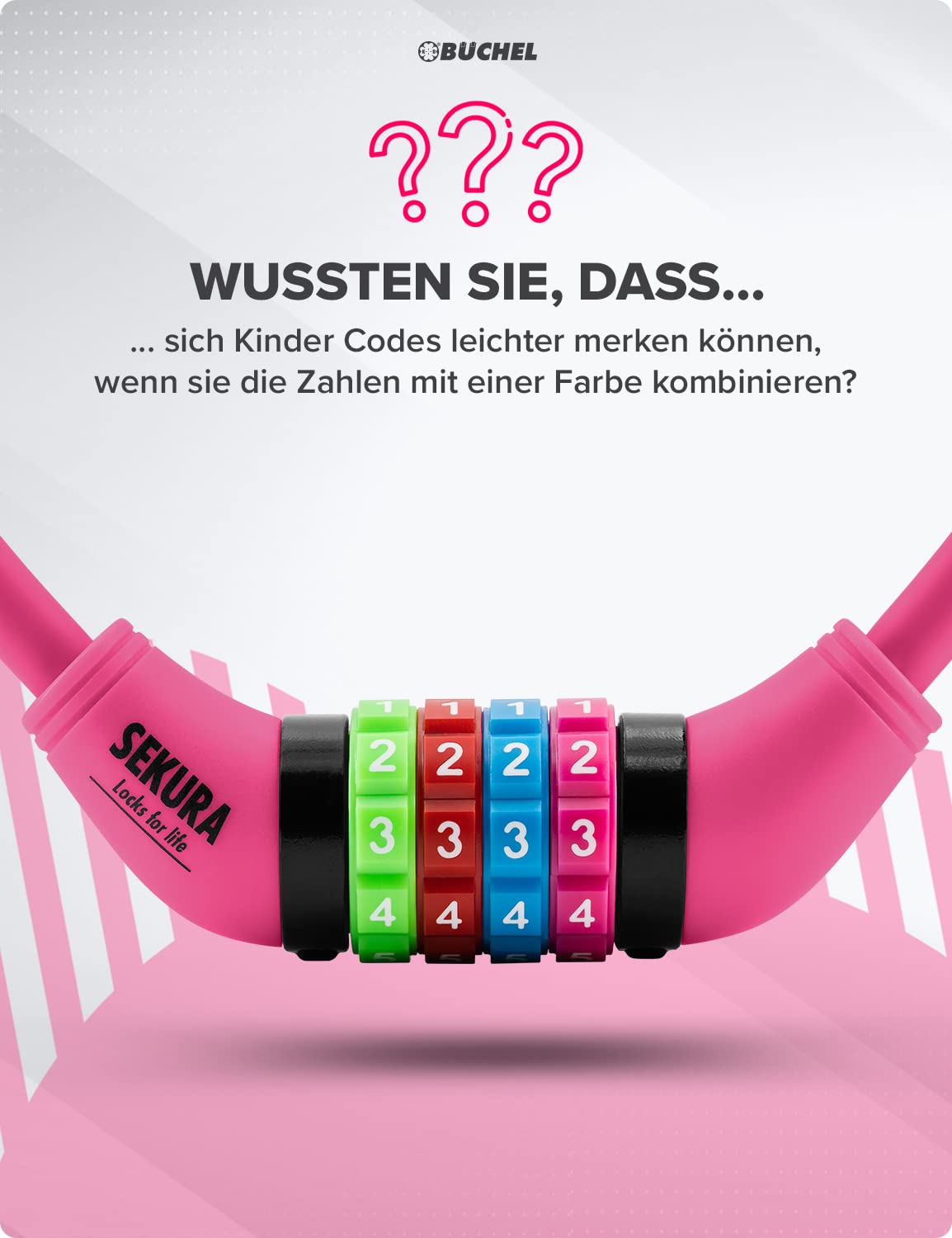 Antifurto Bicicletta Bambini A Combinazione | Cavo Acciaio 10mm | Colorato E Senza Chiave - Foto 3