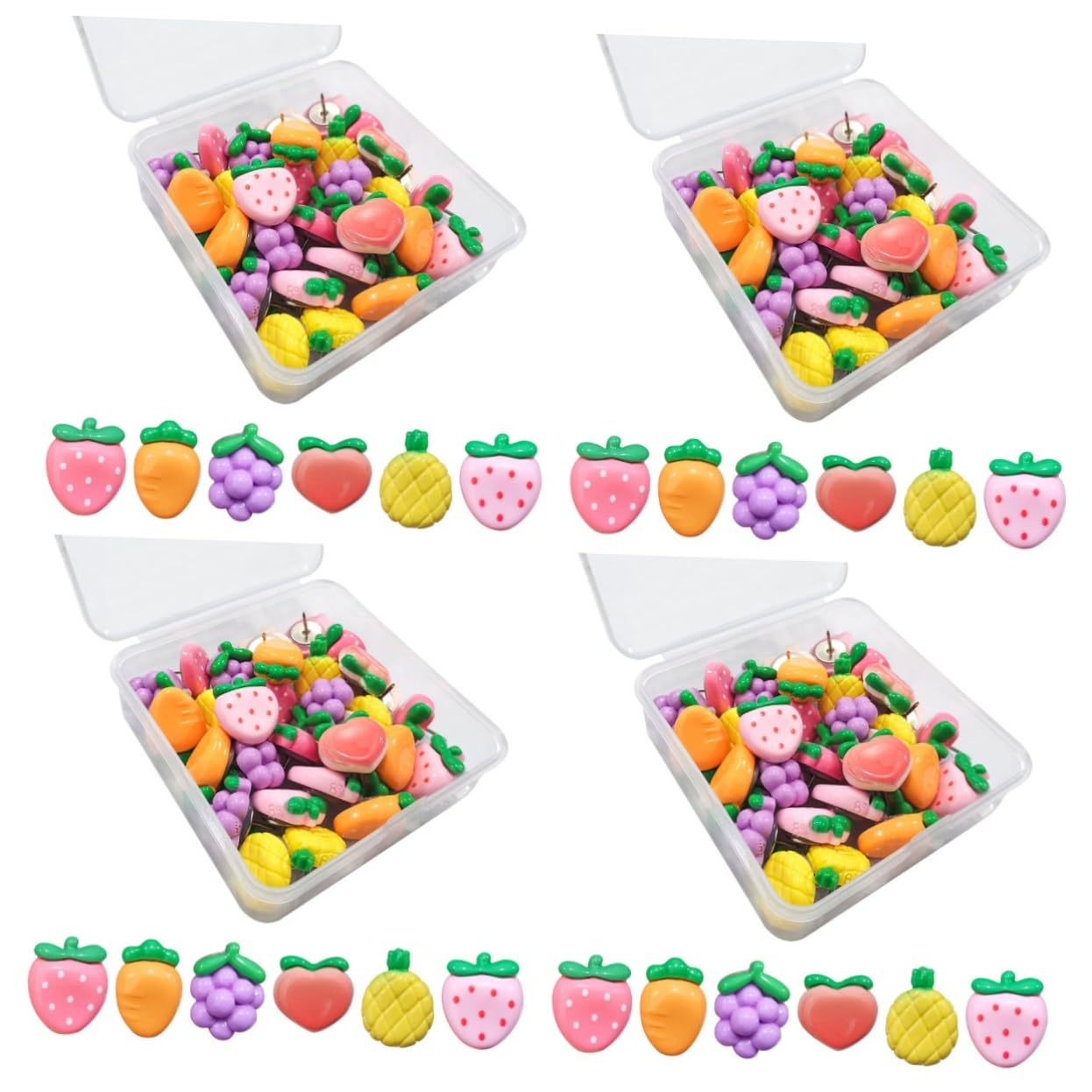 HOMSFOU 4 Sätze Obst Pin Pin Karte Bunte Karten Reißnägel Reißnägel Für Pinnwände Reißnägel Und Reißnägel Reißnägel Zum Aufhängen Von Karten Reißnägeln Dekorative Reißnägel 30 Stück * 4