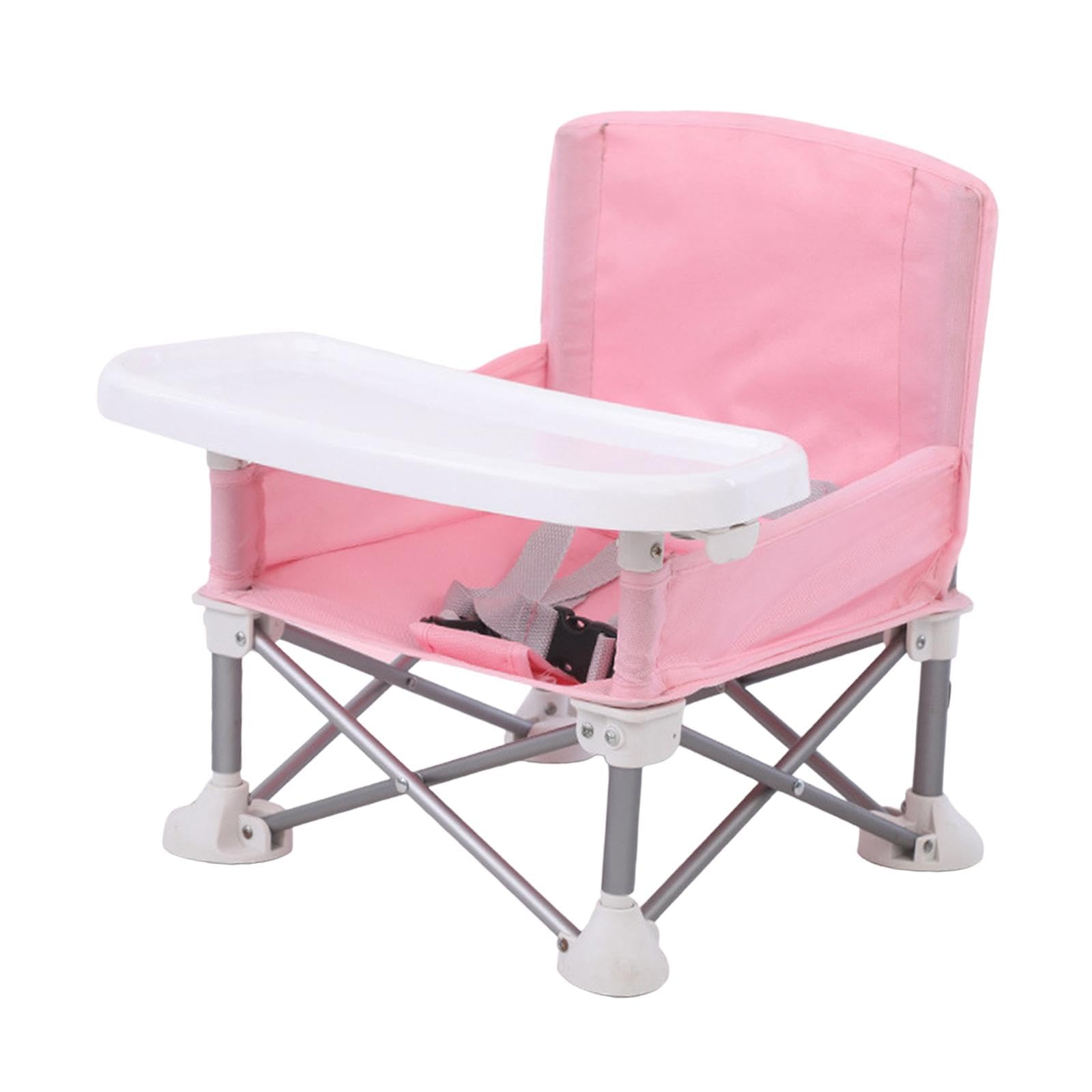 F Fityle Rehausseur de Siège pour Bébé Pliant avec Ceinture de Sécurité - Chaise de Plage Extérieure d'Alimentation Portable et Stable, Rose