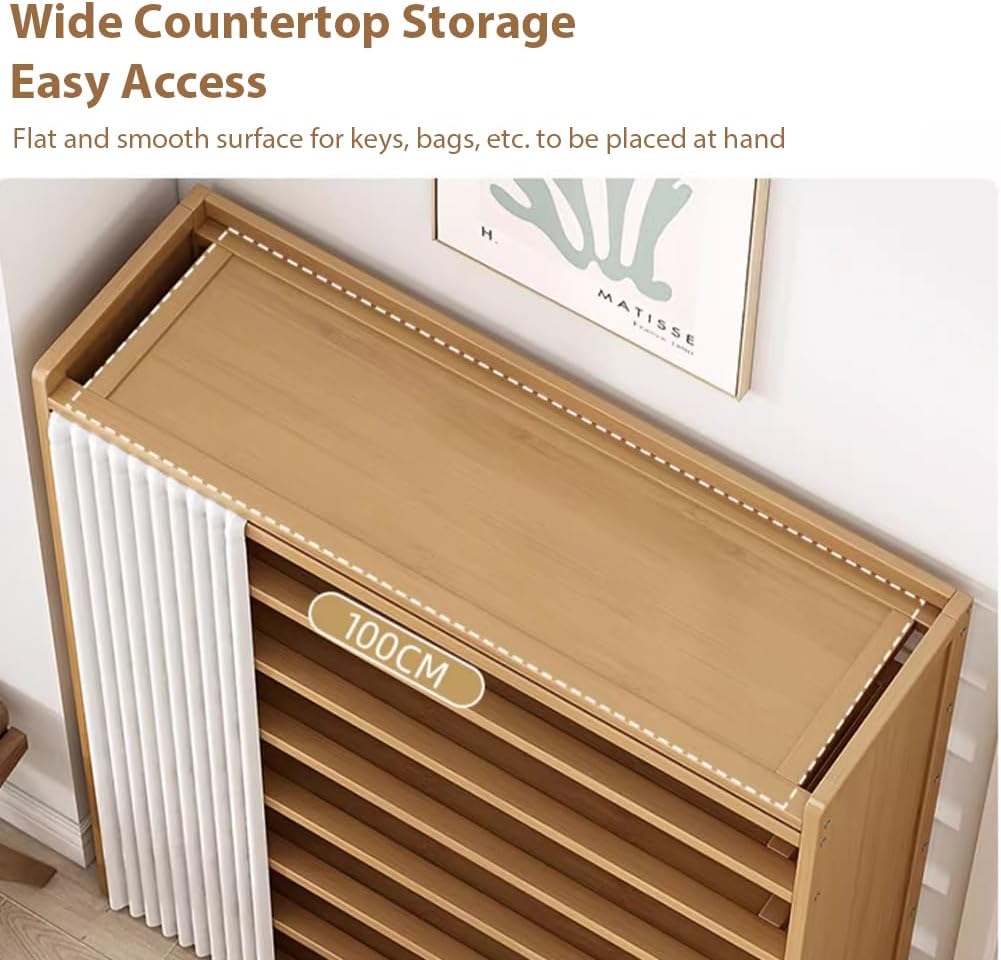 6-Tier Wooden Shoe Rack with Cover - Holds 20 Pairs, Dustproof Shoe Organizer for Entrance and Closet