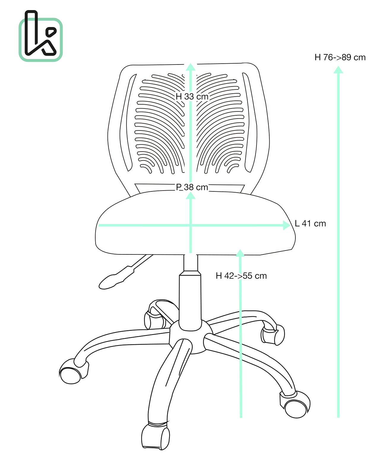 KAYELLES Chaise de Bureau Enfant Junior SAWI Blanc Rose | Réglable en Hauteur, Assise Mesh Respirant, Dossier Ajouré, Pivotante 360°, Roulettes Souples
