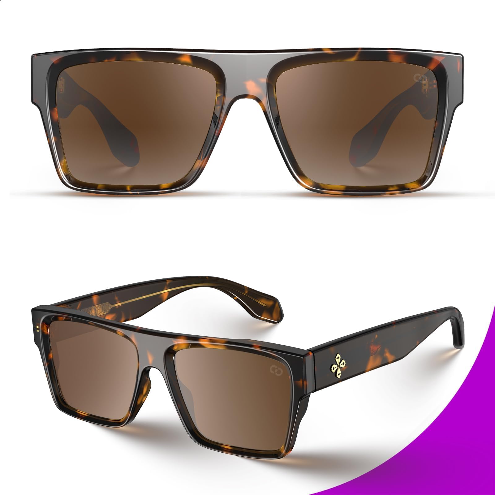 VISOONE Übergroße, quadratische Sonnenbrille mit flacher Oberseite, für Damen und Herren, Retro, trendig, Mode-Accessoires, UV400-Schutz, Schattierungen Alba