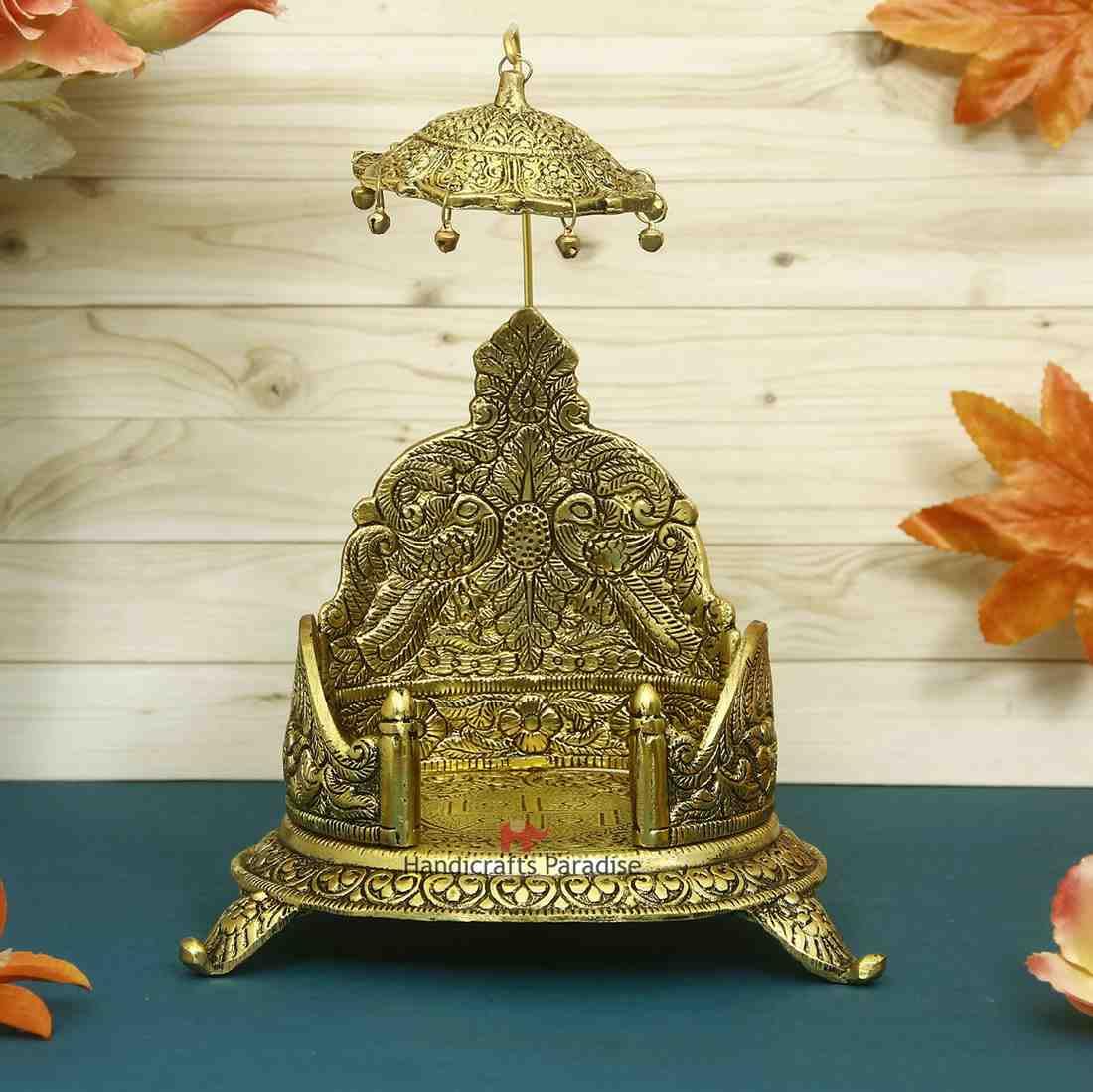 Singhasan Big in Metal Antique Golden Finish