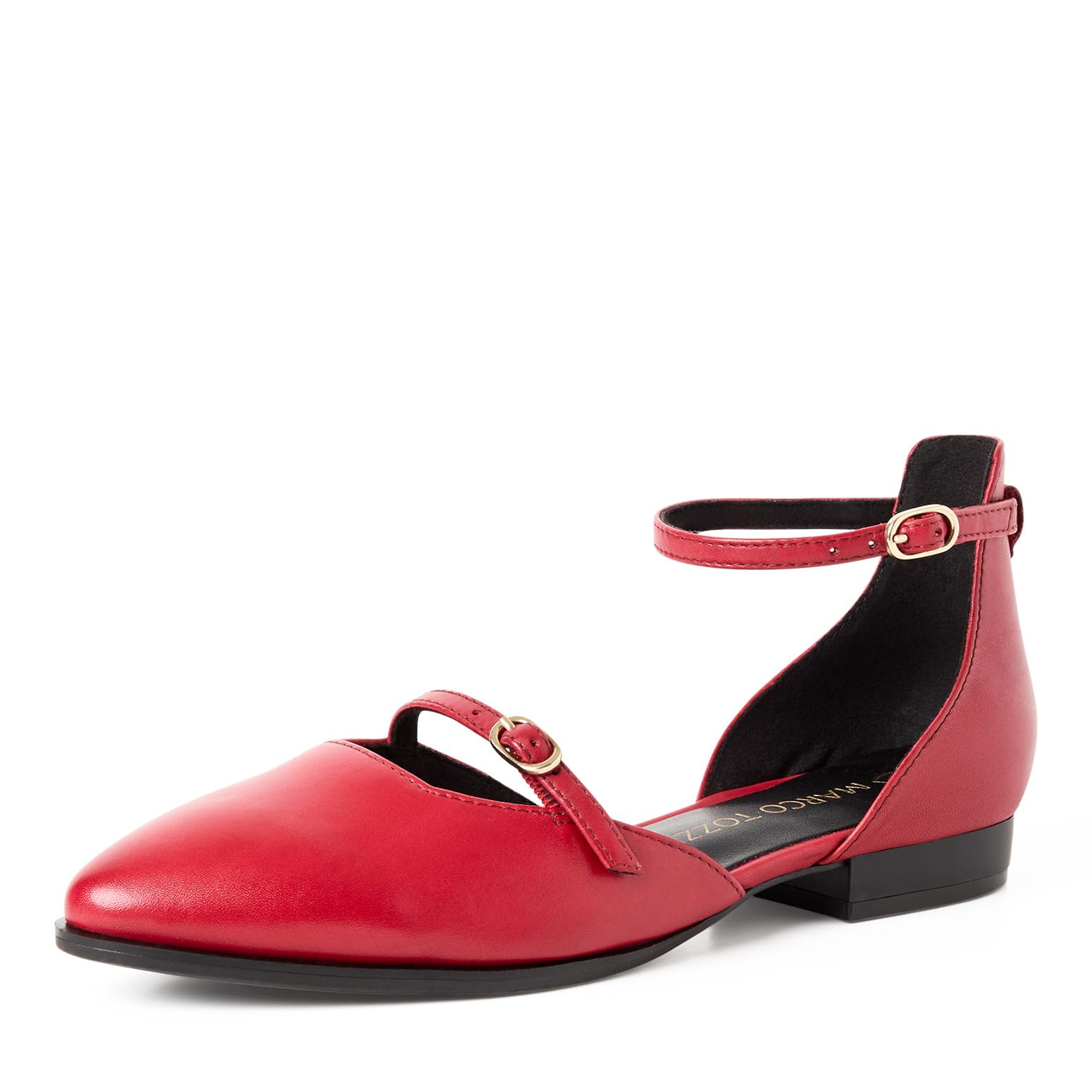 Marco Tozzi Women Ballet Flats Soft Feel Me Footbed Leather Soft Lining Chic, red (RED), 5.5 UK