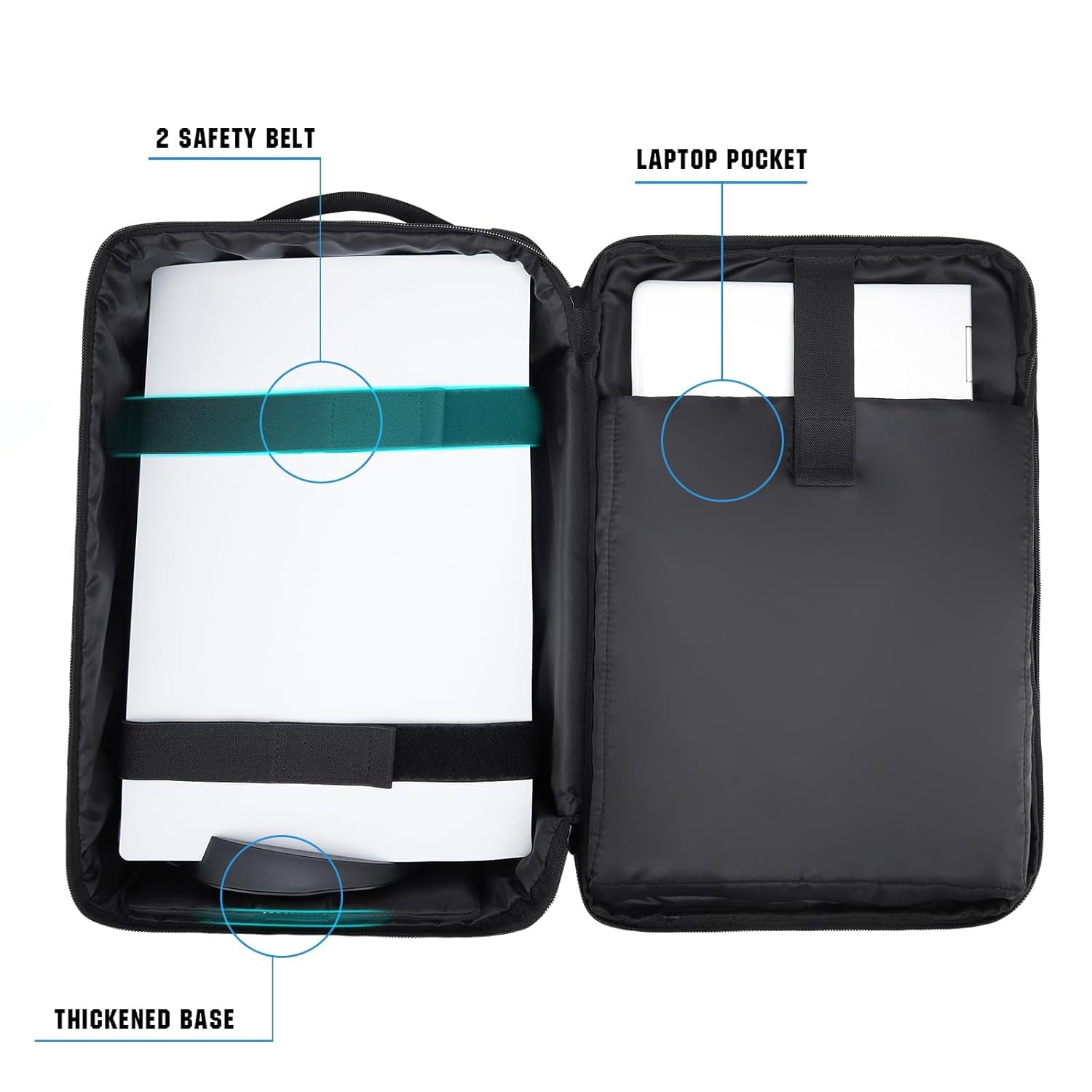 Zaino per console di gioco per PS5, custodia protettiva per il trasporto compatibile con console Plyastation5, base, laptop da 15,6", cuffie, controller PS5, altri dischi di gioco e accessori di
