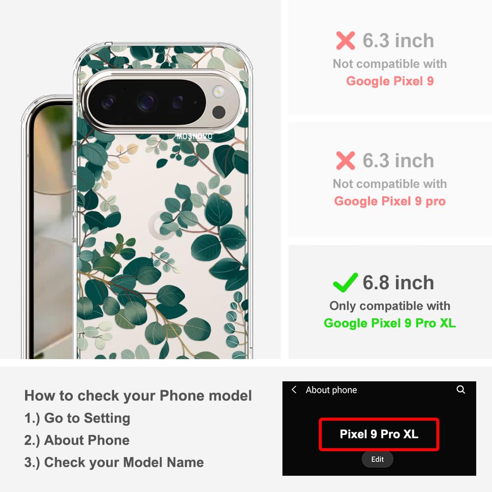 MOSNOVO Case for Google Pixel 10 & Pixel 10 Pro, [Buffertech 6.6ft Military-Grade Drop Protection] [Anti Peel Off Tech] Clear TPU Bumper Phone Case Cover Design - Cute Cherry — view 635