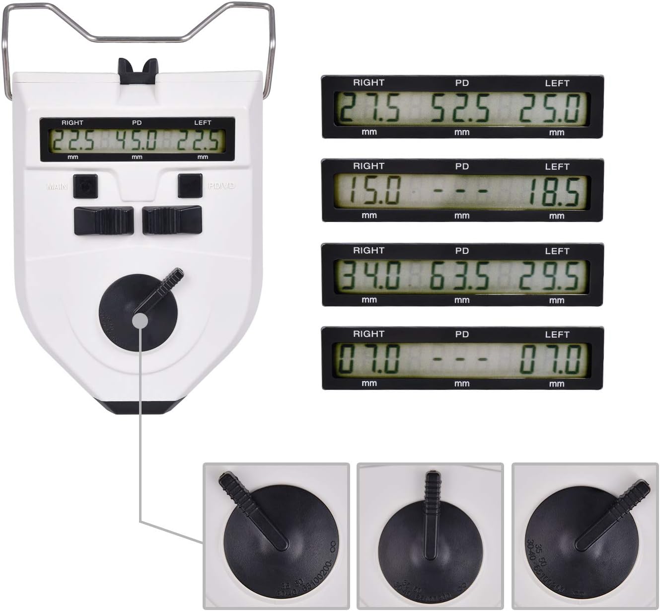 Digital PD Meter, Optical Digital Pupilometer with LCD Display Optical PD Meter (White)
