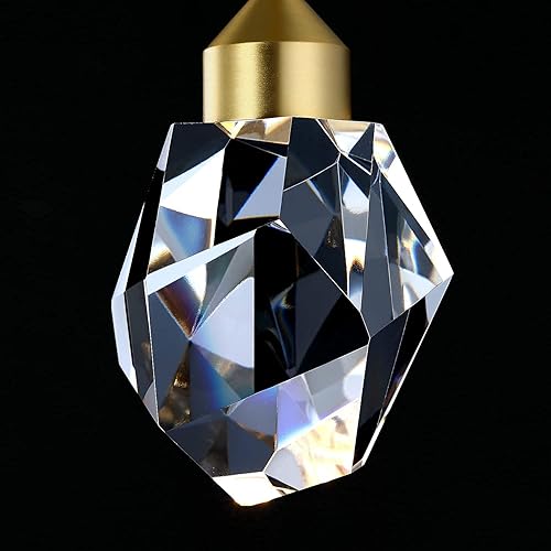 Miniatura 7 de Untrammelife Lámpara colgante de cristal dorado, pequeña lámpara colgante colgante de 8 W, luz LED de 3 colores, temperatura ajustable, 3000 K-5000