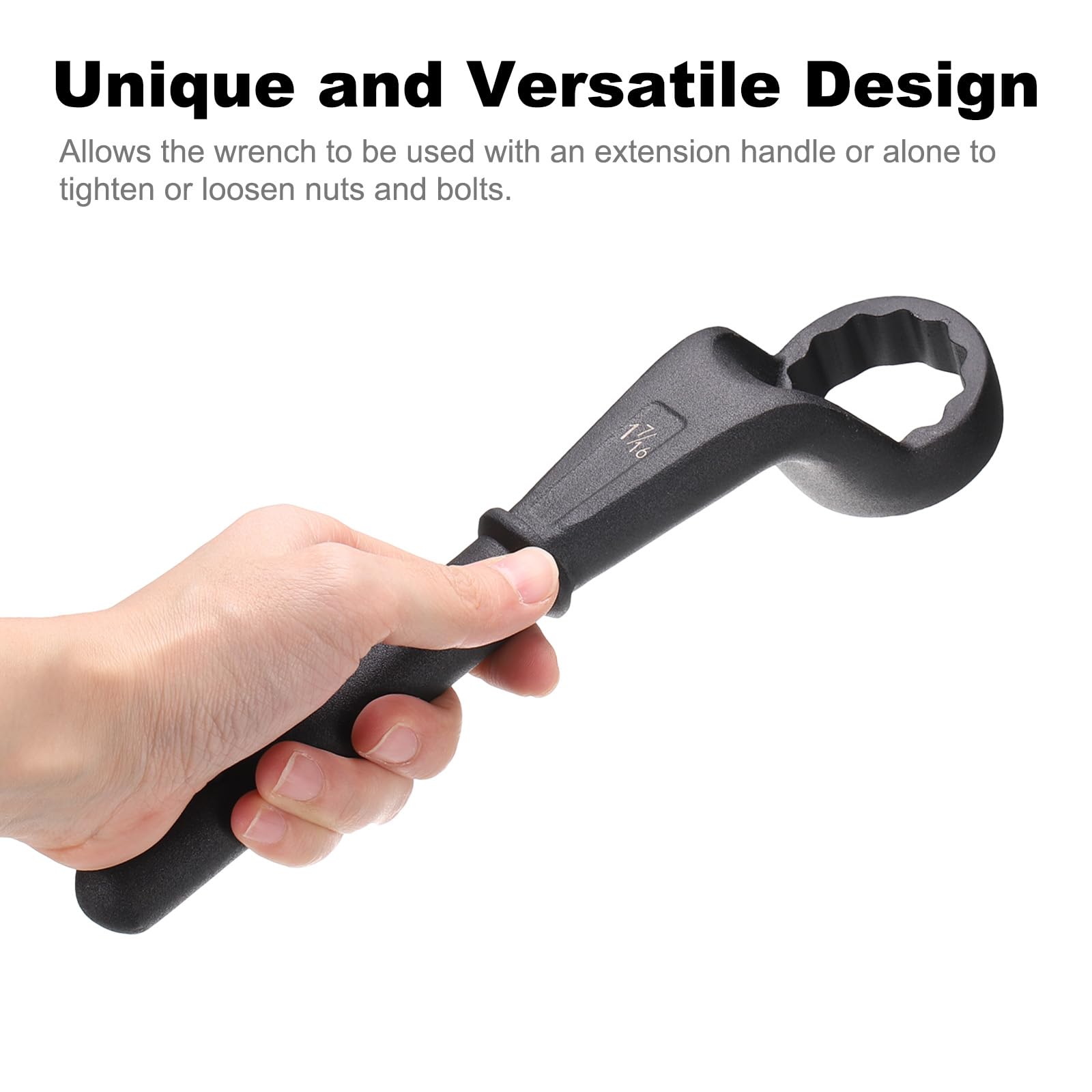 QUARKZMAN Llave Tubo Extremo Desviado 1-5/8" CR-V 12 Puntos Extremo Desviado Simple Llave Torx Tubo Con Cuello Alto Apretar Y Remover Tornillos Y Sujetadores Negro