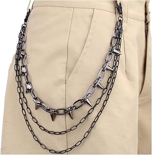 newtro Rivet Spike Pants Wallet Chain for Men Women Biker Trucker Hip Hop Punk Goth Triple Layers Lihgt Body Keychain Z30
