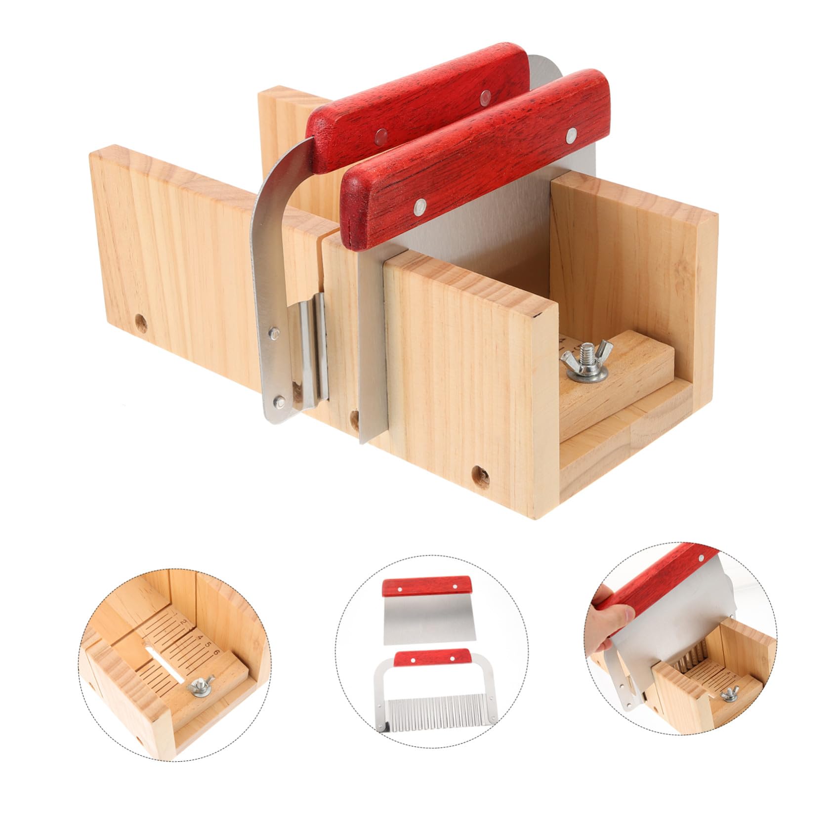 Mipcase Molde Cortador de Jabón de Bricolaje para Hacer Jabón Cortador Doble de Madera de Pino Acero Inoxidable Corte Preciso Uso Manual y Profesional