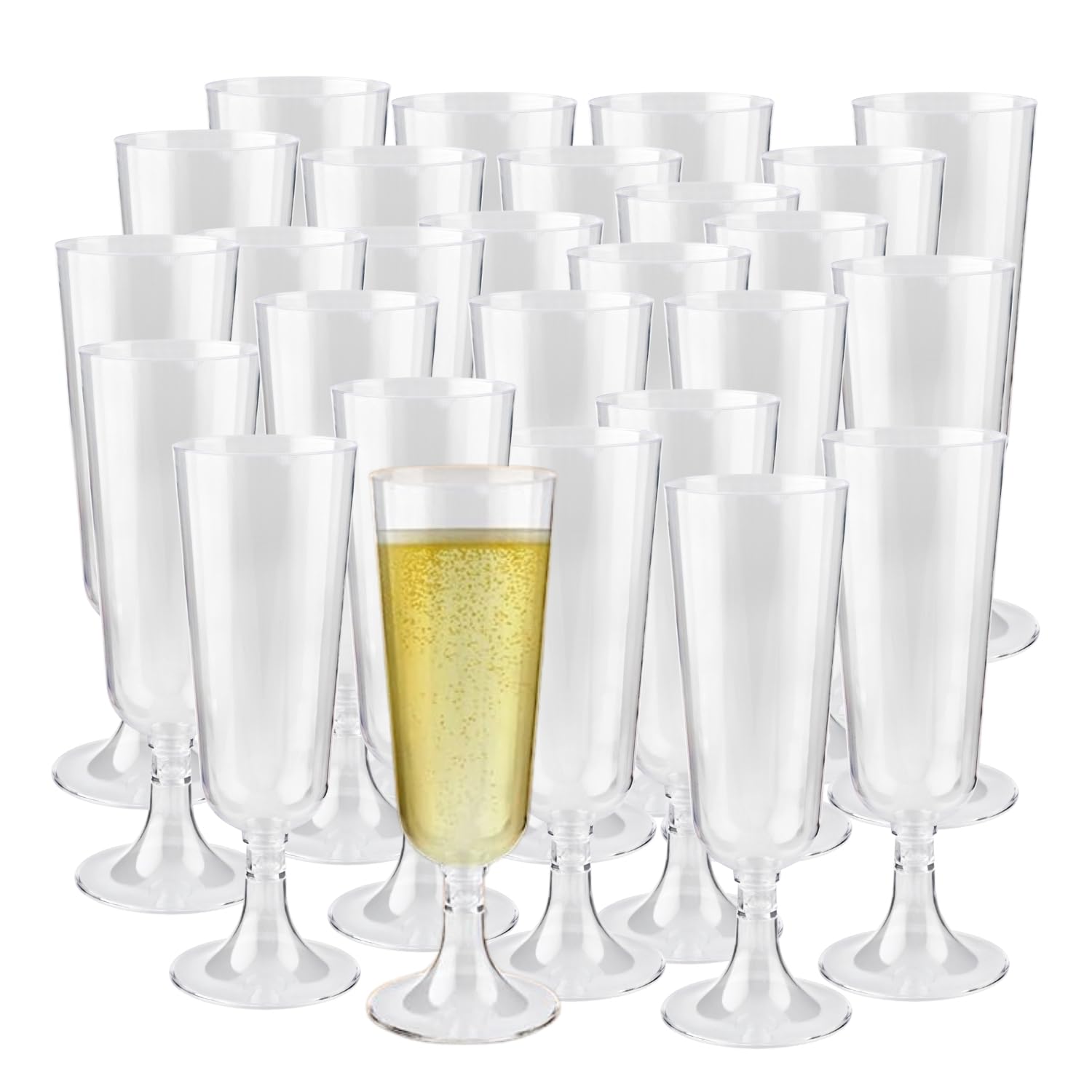 HOMESHOPA 150ml Plastic Champagne Flutes, 80 Pack 5oz Clear Wine Glasses, Unbreakable Reusable Cocktail Prosecco Glasses for Weddings Birthdays Christmas BBQ & Garden Parties