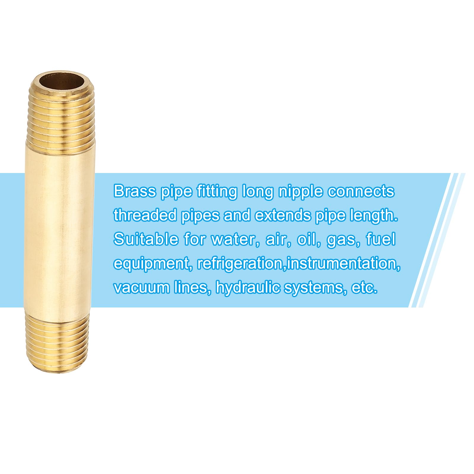 PATIKIL Raccordo Filettato Maschio In Ottone 1/4" x 1/4" NPT Prolunga Lunga, 25Pz Prolunga Diritta 3" Per Collegamenti Di Sistemi A Combustibile, Aria, Acqua, Olio, Gas, 1200PSI